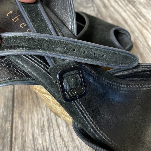 THEORY Espradille Wedge Platform Sandals Ankle Strap Black Suede EU 38.5 /US 8.5 - Picture 10 of 11